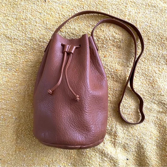 BAGGU Bags Baggu Brown Leather Bucket Bag Purse Poshmark